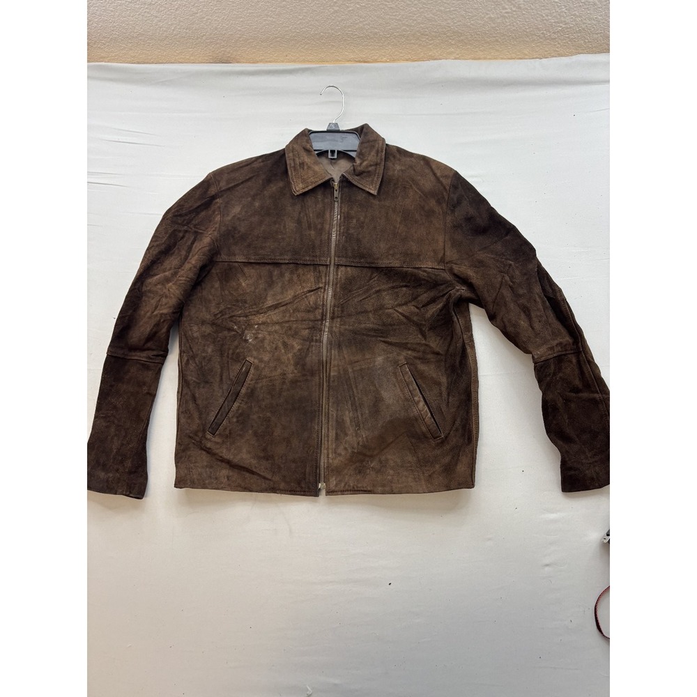 Vintage Brown Suede Leather Jacket Mens XS Full Zip Coat Made in Argentina